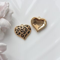 Подвеска с Сердце с фактурной эмалью, 22*22 мм, позолота, П829