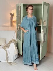 Радонька. Платье льняное макси с вышивкой в этностиле PL-422604