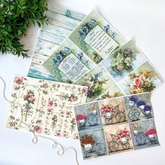 Декупажная карта, размер А4, плотность 45 г\м2, рисунок микс, набор 5 штук.