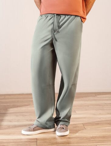 Брюки прямые на резинке из футера двухнитки с эластаном с затяжкой по низу  U44.008 (128571)