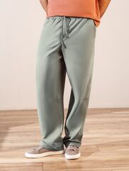 Брюки прямые на резинке из футера двухнитки с эластаном с затяжкой по низу  U44.008 (128571)