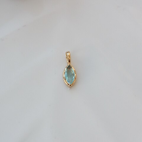 Подвеска Маркиз с голубым фианитом, 14*5 мм, позолота, П385