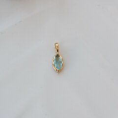 Подвеска Маркиз с голубым фианитом, 14*5 мм, позолота, П385