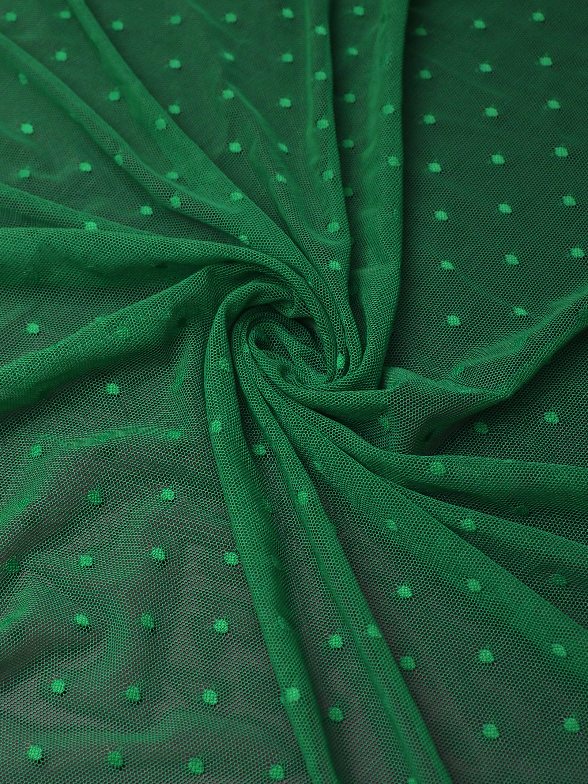 Сетка эластичная зелёная в горошек 5 мм отрезом 75х50 см