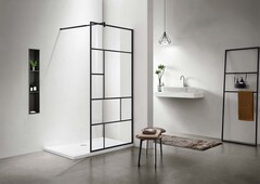 Aquatek AQ WIW Print 10020BL AQ WIW Print 10020BL Душевая перегородка Walk in, с держателем 1000x2000 проф. черный, стекло прозрачное черный принт фото