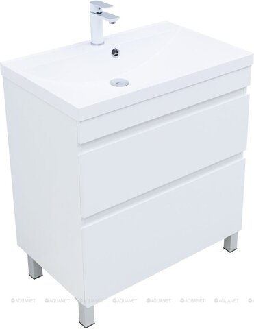 Aquanet 344144 Тумба Нота new 75 напольная 2ящ. цв.белый глянец (344144)
