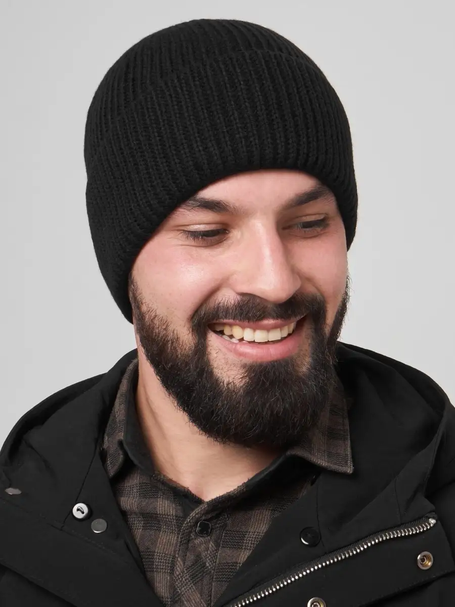 Шапка мужская зимняя шерстяная вязаная с подкладкой утеплителем из флиса, зимние мужские шапки