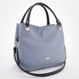 Сумка Саломея 203 гладкий серо-голубой + черный