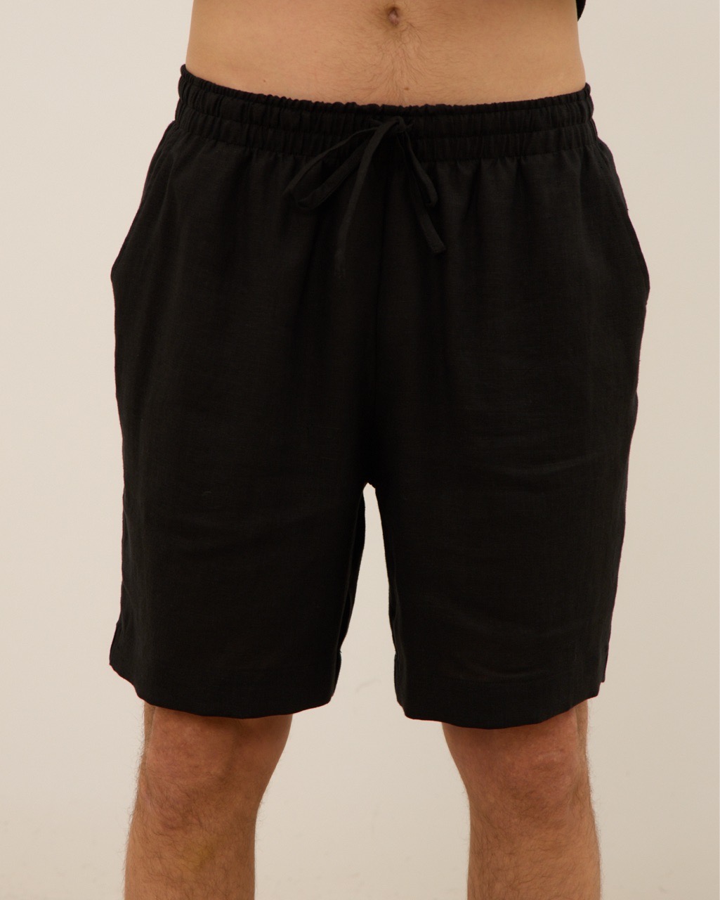 Шорты мужские, из 100% льна, черные