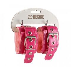 Яркие наручники из искусственной лаковой кожи розового цвета - 