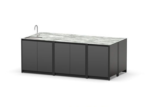 Остров кухонный уличный R-406S, 2.4 м, черный/серый каспий