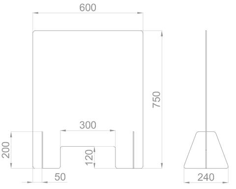 Защитный экран на опорах с окном В. 600 мм