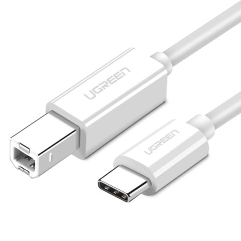 Кабель UGREEN USB-C to USB-B 2,0 Printer Cable для принтера, 1,5м US241, белый
