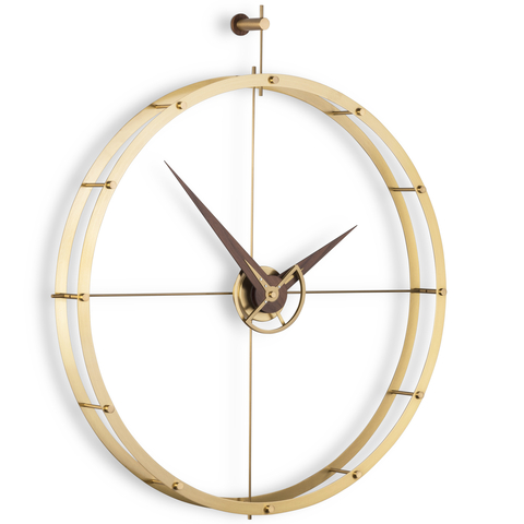 Часы Nomon DOBLE O PREMIUM GOLD (основание - латунь/центр - латунь/стрелки - орех+латунь), D=70см Н=80см