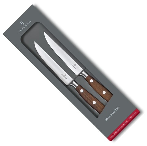 Набор из 2-х стейковый ножей Victorinox Grand Maitre Wood Steak Knife Set, подарочная упаковка (7.7240.2W) | Wenger-Victorinox.Ru