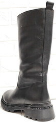 Черные ботинки полусапожки кожаные женские зимние Evromoda 020-927-001 Black.
