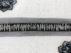 Тесьма стеклярус на сетке, ш. 4 см.