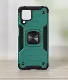 Противоударный чехол Strong Armour Case с кольцом для Samsung Galaxy A22 4G (Зеленый)