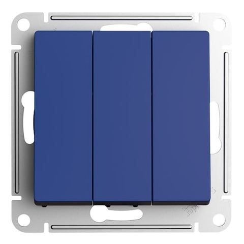 Выключатель трехклавишный, 10АХ. Цвет Аквамарин. Schneider Electric AtlasDesign. ATN001131