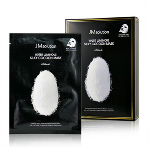 JM SOLUTION Маска для упругости кожи с протеинами шелка - WATER LUMINOUS SILKY COCOON MASK Black 1 шт