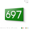 Номер на дверь 697, табличка на дверь для офиса, квартиры, кабинета, аудитории, склада, зеленая 120х70 мм, Айдентика Технолоджи