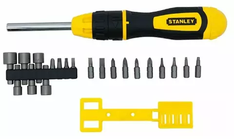 Отвертка Multibit Stubby с храповым механизмом с 20 сменными битами STANLEY STHT0-62574