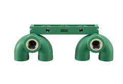 Комплект водорозеток U-образных на монтажной планке c уровнем RIIFO Alba PP-R/латунь 20-1/2"ВР-20 150 мм зелёный