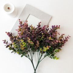 №3 Эвкалипт искусственный, шаровидный, сиреневый, 35 см., набор 2 букета.