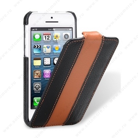 Чехол-флип Melkco для iPhone SE/ 5s/ 5C/ 5 Leather Case Jacka Type Limited Edition (Black/Orange LC)