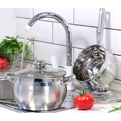 Кастрюля нерж, 1.9 л, с крыш, Daniks, Классика, SD-16, индукц