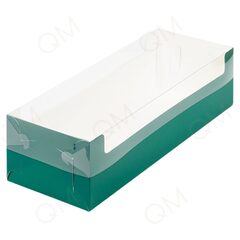 Коробка для рулета с пластиковой крышкой 300х110х80 мм (зеленая), 10шт