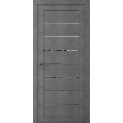 Купить Межкомнатная дверь экошпон Сеул бетон темный стекло зеркало