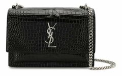 Сумка Saint Laurent Sunset Medium с тиснением под крокодила черный