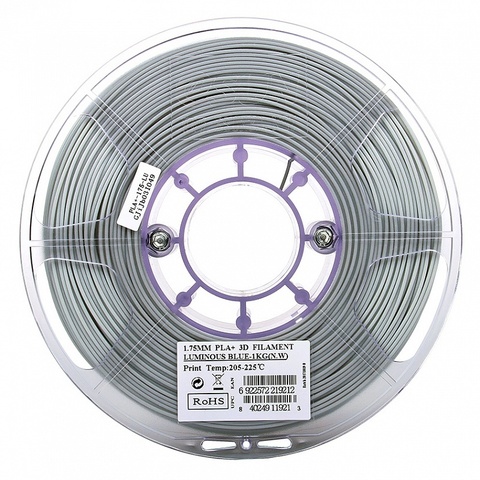 Катушка пластика PLA+ ESUN 1.75 мм 1кг., светящаяся синяя