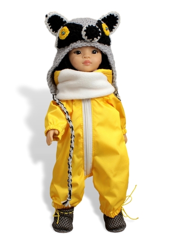 Комбинезон, шапка и сапожки - Енот / желтый. Одежда для кукол, пупсов и мягких игрушек.