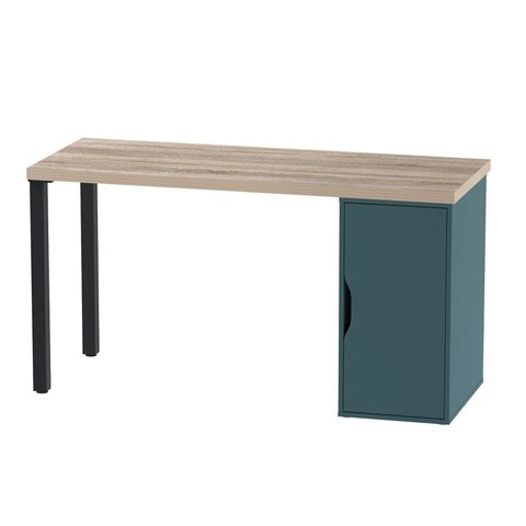 Стол письменный Ингар 2/ДВ/Т, 140*75*55 см, дуб беленый/серо-бирюзовый/черный