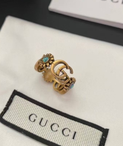Кольцо ромашки + цветные камни style by GUCCI