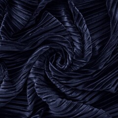 Бархат плиссе, 310 гр/м2, 100 % п/э, 150 см, т.синий