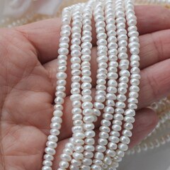 Жемчуг натуральный речной, рондель, 4,5-5 мм, 1 нить, Ж004