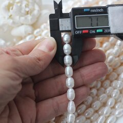 Жемчуг натуральный речной, рис, 7,5-11,3 мм, 1 нить, Ж027