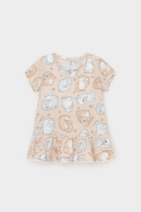 туника  для девочки  КР 302745-1/песчаный,зайчики и ромашки к563