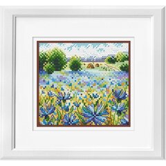 
          Набор для вышивания крестом, М. П Студия, 11*10 см, ( в наборе нитки мулине 18 цв., черно-белая схема, канва № 14, инстр.) "Васильковое поле"
