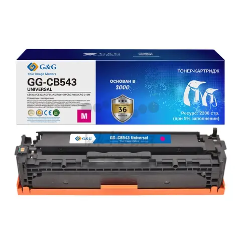Картридж G&G, аналог HP CB543A, CE323A, CF213X/ Canon 716 красный 1.4k с чипом