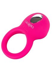 Ярко-розовое эрекционное кольцо Silicone Rechargeable Teasing Tongue Enhancer - 