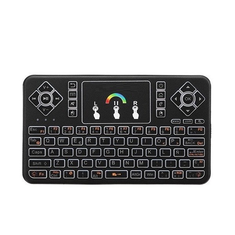 Беспроводная мини клавиатура с тачпадом OneTech Q9, цветная подсветка, зарядка от USB, английская раскладка