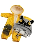 Комбинезон, шапка и сапожки - Енот / желтый. Одежда для кукол, пупсов и мягких игрушек.
