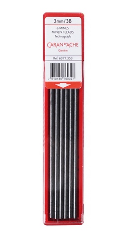 Грифели Caran d’Ache Technograph для Fixpencil, 3,00 mm, 6 штук, HB (6377.350)