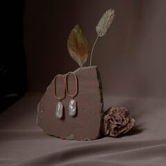 Серьги Oval с жемчугом в позолоте