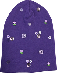 Шапочка с пуговками Фиолетовые цветы