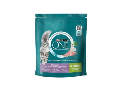 Корм PURINA ONE д/кошек Индейка Рис 750 г РОССИЯ